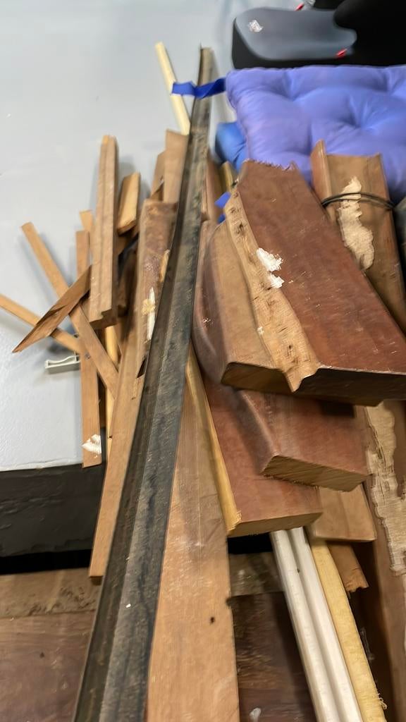 IROKO hout lijsten planken latjes, Doe-het-zelf en Verbouw, Hout en Planken, Ophalen, Gebruikt, 25 tot 50 mm, Plank