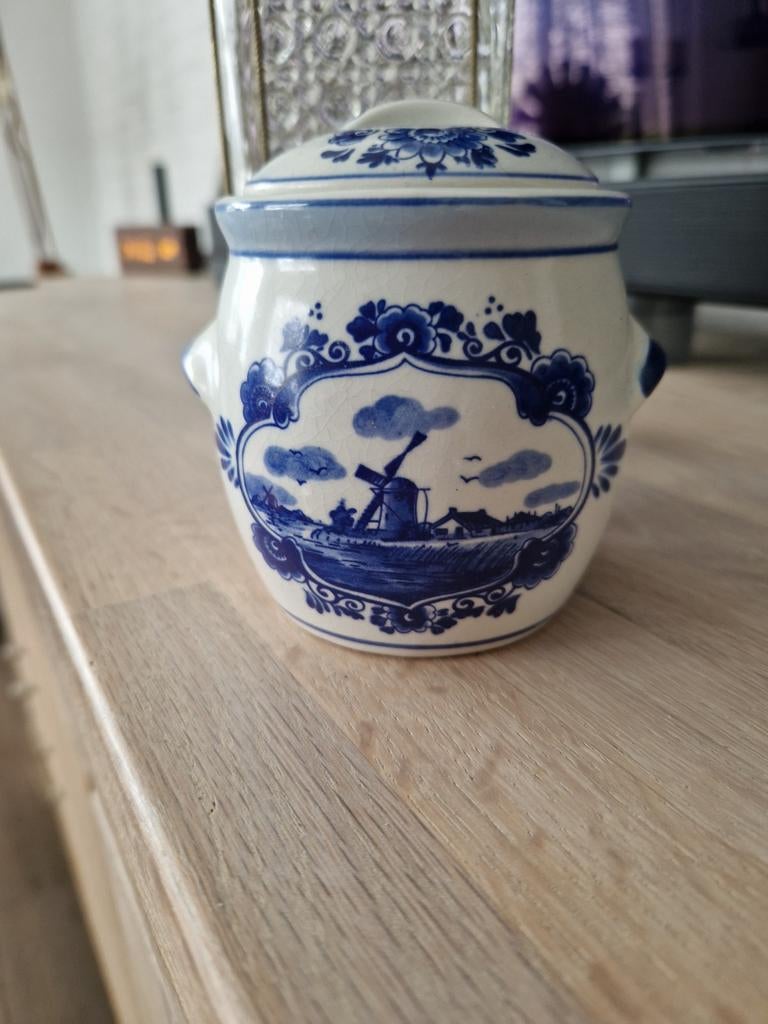 MOSTERDPOTJE DELFTSBLAUW MARNE'S MOSTERD GRONINGEN, Antiek en Kunst, Ophalen of Verzenden