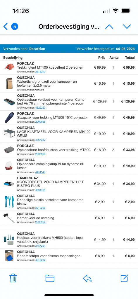 Volledige campingset(niet gebruikt) nieuwprijs €422, Ophalen, Zo goed als nieuw