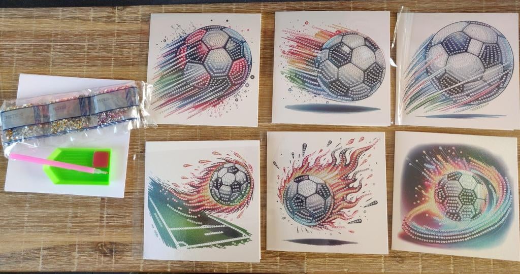 DIAMANT PAINTING 6 VOETBAL KAARTEN, Hobby en Vrije tijd, Ophalen of Verzenden, Nieuw, Overige thema's, Overige typen