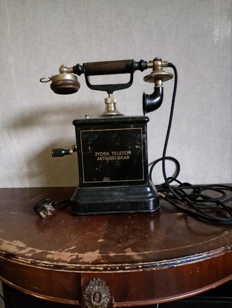 Antieke telefoon Jydsk Aktieselkab.   Kompleet, Antiek en Kunst, Ophalen of Verzenden