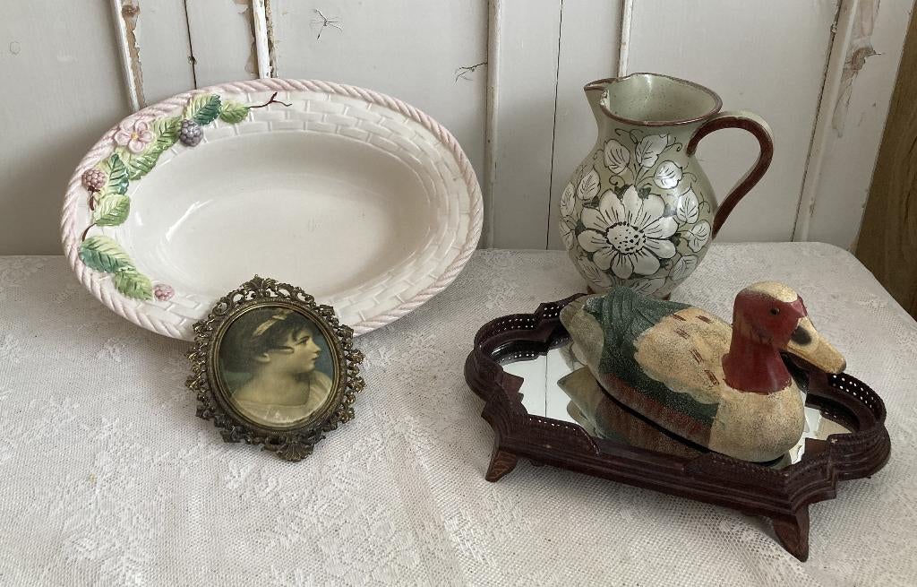 Brocante schaal - miniatuur - Kan - onderzetter - eend, Ophalen of Verzenden