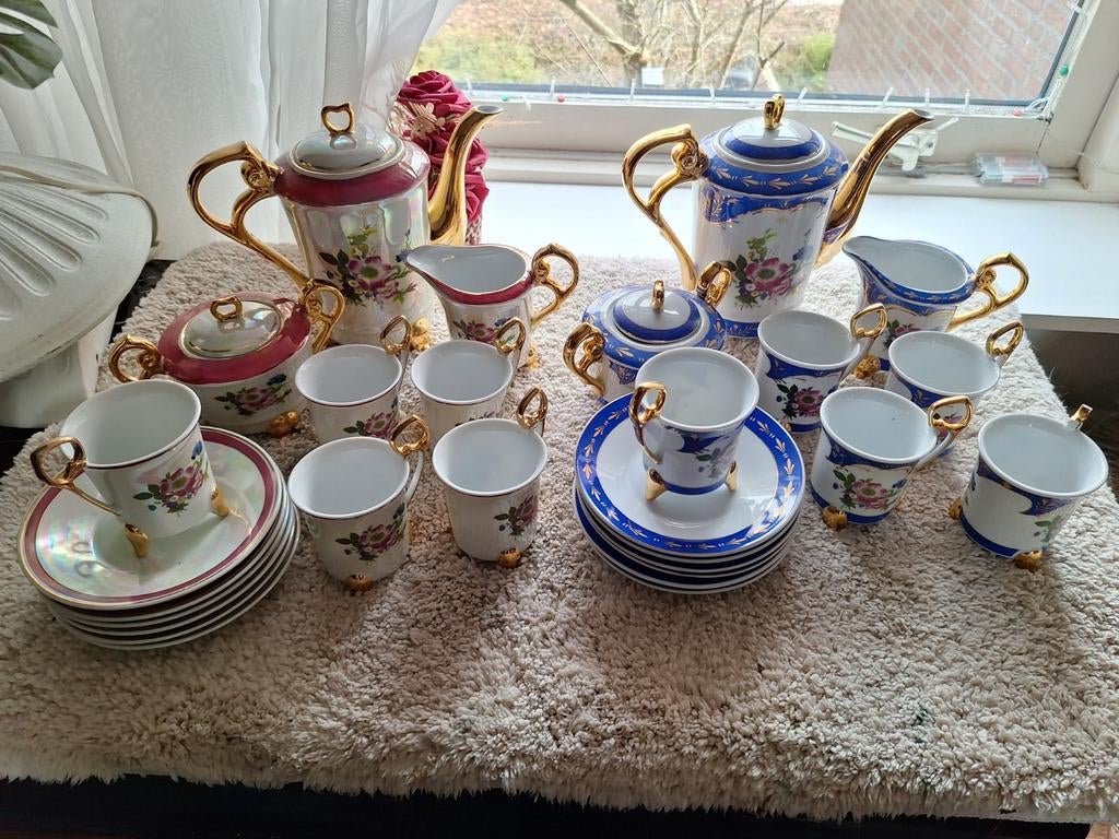 Servies goed thee /koffie  kopjes melk en suiker pot, Ophalen of Verzenden