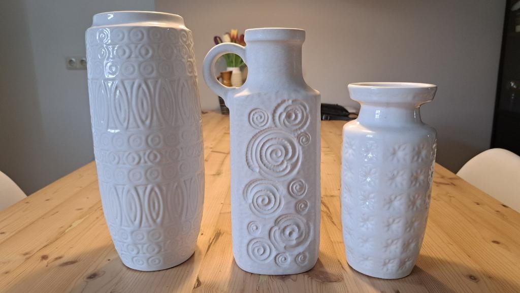 Witte West Germany vazen van Scheurich te koop., Ophalen of Verzenden