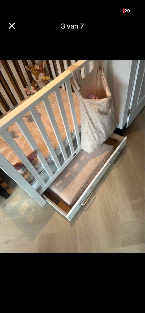 Witte babybox met lade - TWF, Ophalen, Gebruikt, Rechthoekig, In hoogte verstelbaar