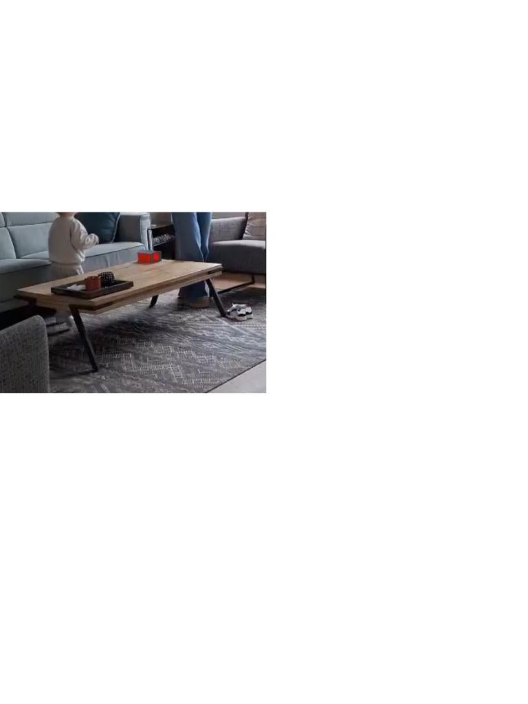 mooie houten salontafel met industriële zwarte poten, Ophalen, 100 tot 150 cm, 50 tot 100 cm, Zo goed als nieuw