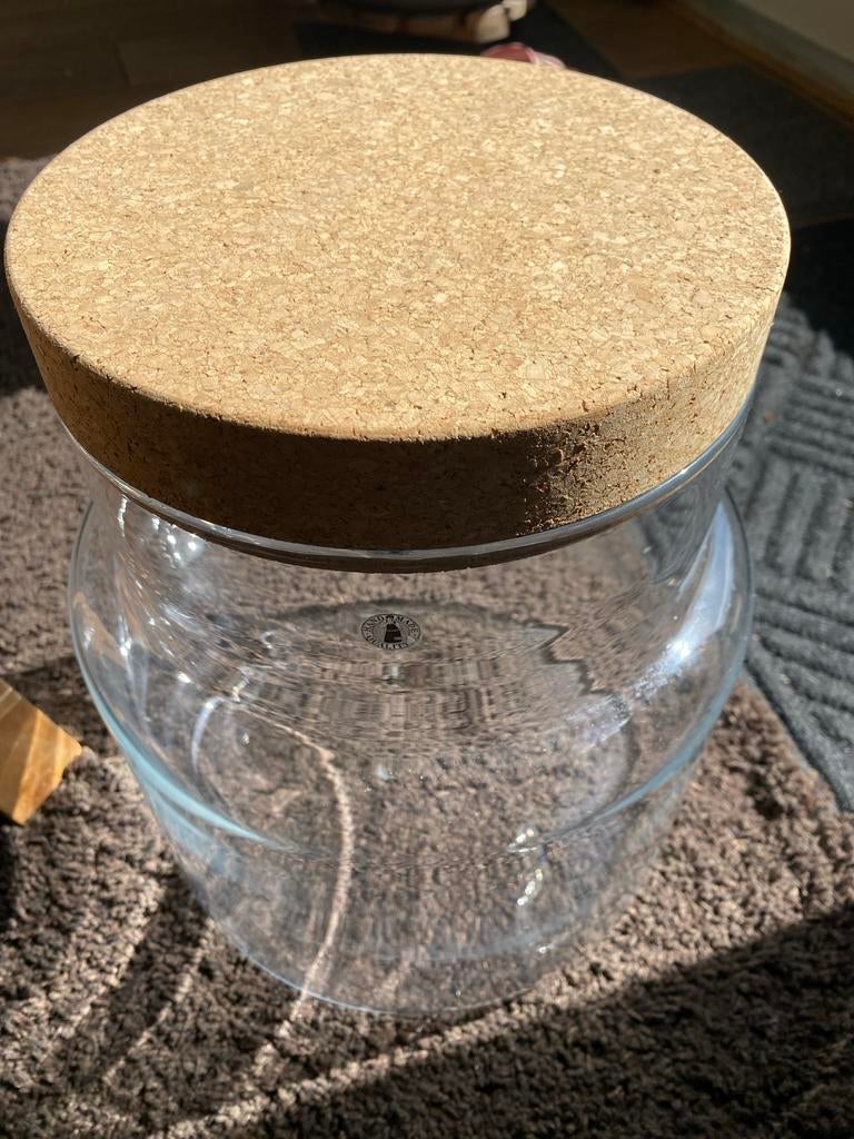 Grote glazen voorraadpot met kurken deksel, Ophalen, Zo goed als nieuw