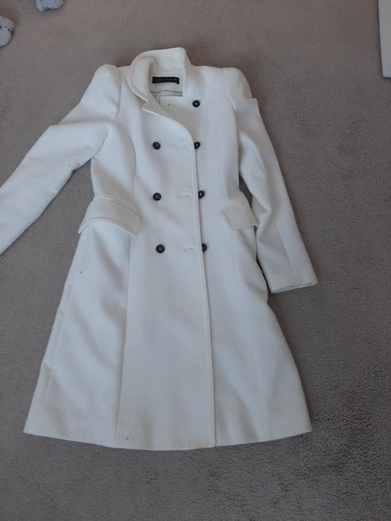 Witte jas zara, Kleding | Dames, Jassen | Winter, Ophalen of Verzenden, Zo goed als nieuw, Maat 36 (S), Wit