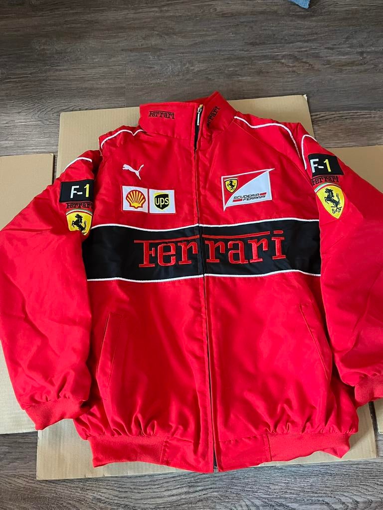 Ferrari Racing jas (maat XL) – red vintage stijl, Ophalen of Verzenden, Zo goed als nieuw, Maat 56/58 (XL), Rood