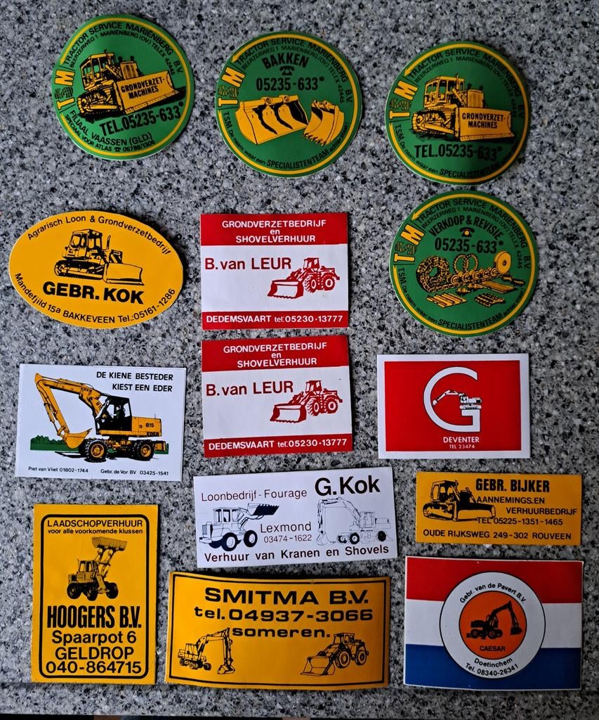 Diverse vintage stickers graafmachine bulldozer grondverzet, Ophalen of Verzenden, Zo goed als nieuw