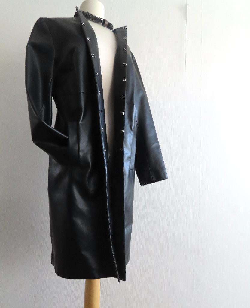 KINKY CHIQUE, Vegan Leren Lange Blazer mt 46/48, Verzenden, Zwart, Maat 46/48 (XL) of groter, Zo goed als nieuw