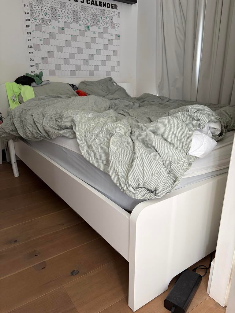 ASKVOLL bed wit met matras, 160x200 cm, Huis en Inrichting, Ophalen, Gebruikt, Wit, Tweepersoons