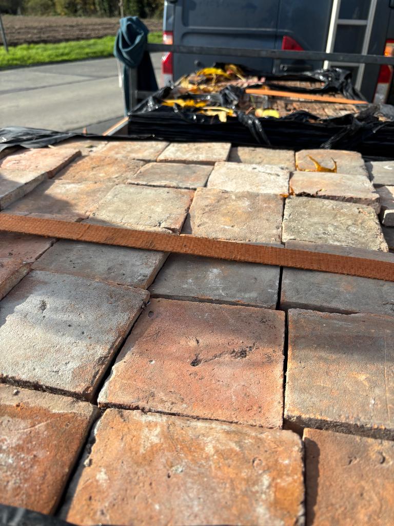 Antieke terracotta tegels. Voor info BELLEN 0474220705, Antiek en Kunst, Antiek | Wandborden en Tegels, Ophalen