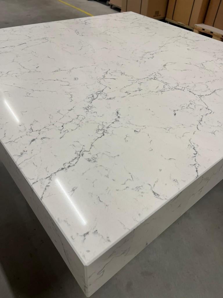 Salontafel composiet white attica  | marmerlook, Huis en Inrichting, Tafels | Salontafels, Ophalen, Nieuw, 75 cm of meer, Rechthoekig