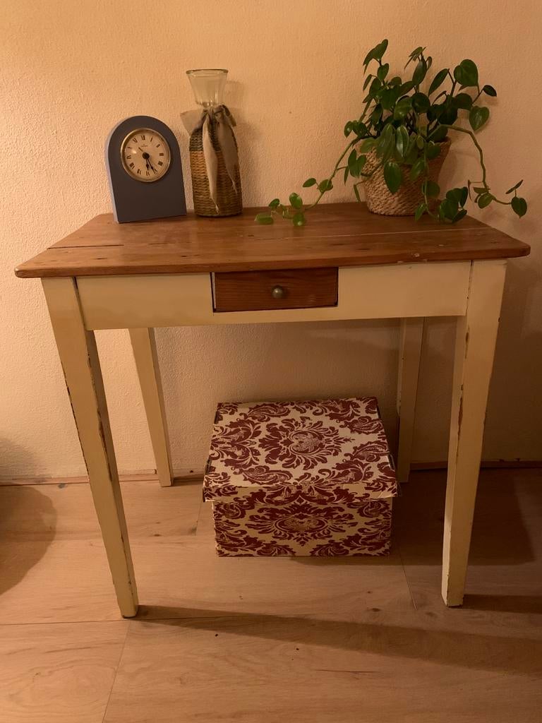 Mooi antiek tafeltje met la, Huis en Inrichting, Tafels | Sidetables, Ophalen, 50 tot 100 cm, Zo goed als nieuw, 25 tot 50 cm