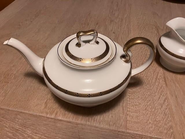 antiek theeservies Fraureuth goud/zwarte rand, Ophalen of Verzenden