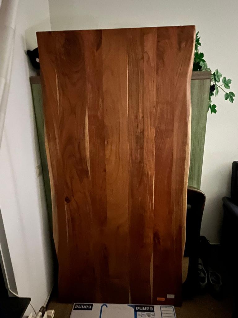 Massief Acacia Tafelblad Boomstamrand 200x100, Ophalen, 100 tot 150 cm, Tafelblad, Rechthoekig