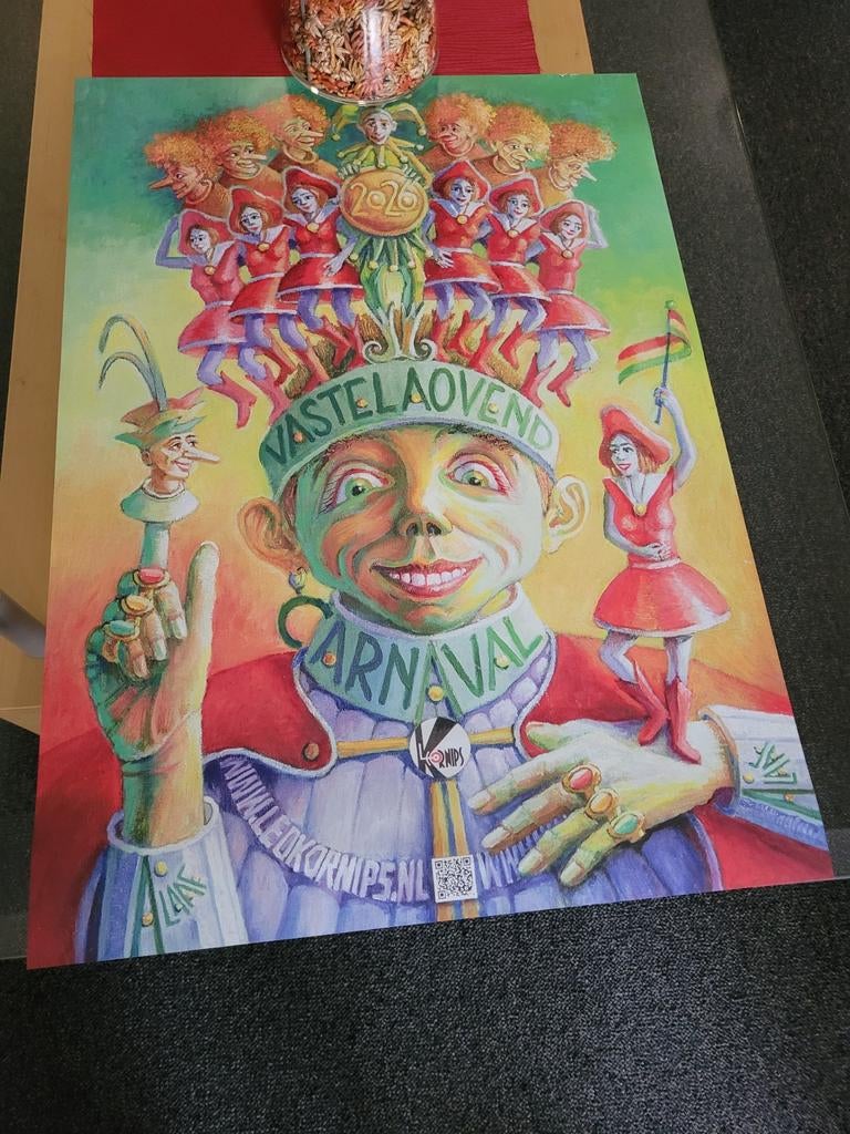 Vastelaovend carnaval poster 50 x 70 cm lampegat oeteldonk, Ophalen of Verzenden