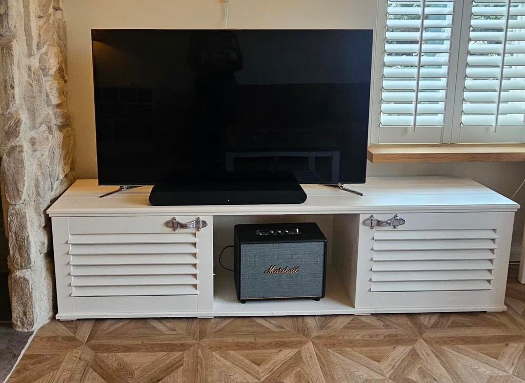 Audio/ TV meubel Riviera Maison look a like, Huis en Inrichting, Kasten | Televisiemeubels, Ophalen, 150 tot 200 cm, Zo goed als nieuw