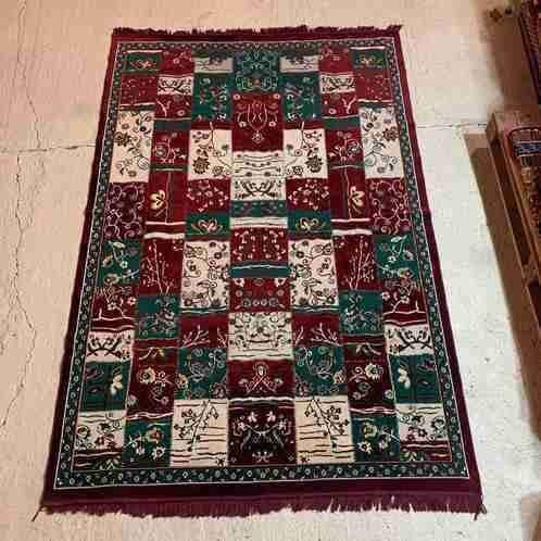 Vintage woonkleed grand foulard patchwork look 238/158, Huis en Inrichting, Stoffering | Tapijten en Kleden, Gebruikt, 100 tot 150 cm