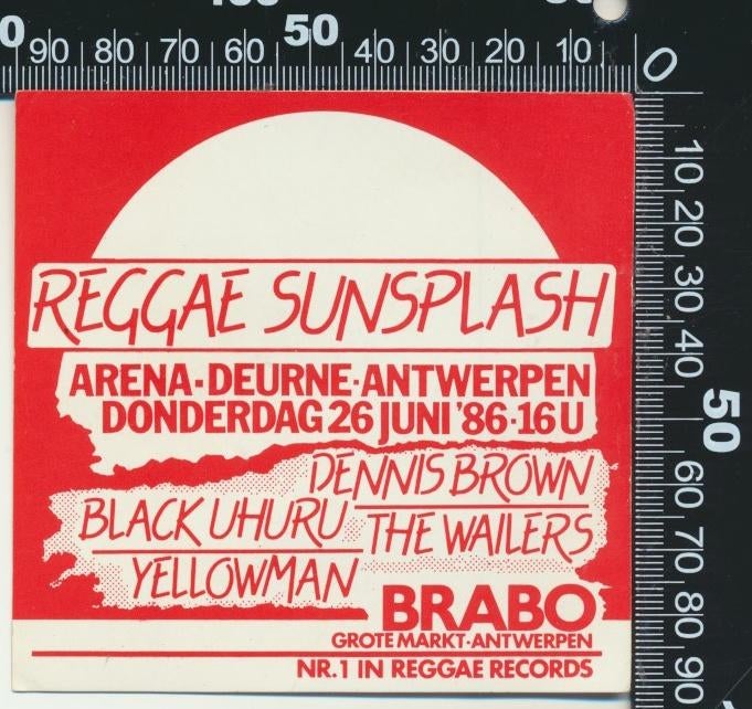 Sticker: Reggae Sunsplash 1986 -Wailers Yellowman  Antwerpen, Verzenden, Zo goed als nieuw, Bedrijf of Vereniging
