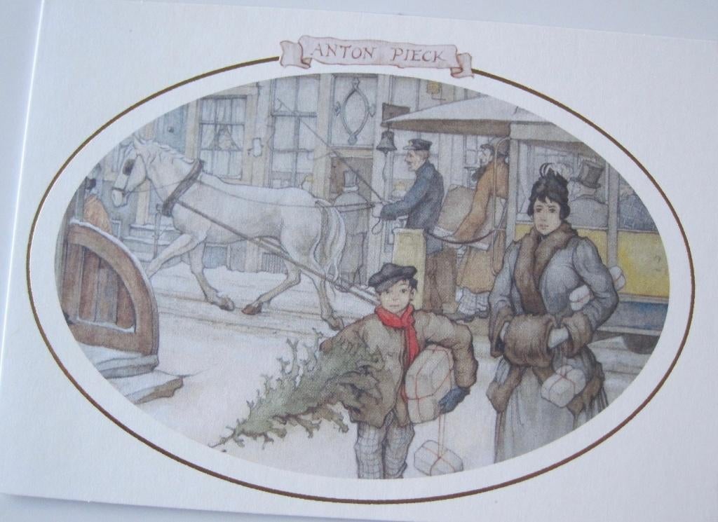 Anton Pieck - kerstinkopen, Verzamelen, Ansichtkaarten | Themakaarten, Verzenden, 1980 tot heden, Gelopen, Overige thema's