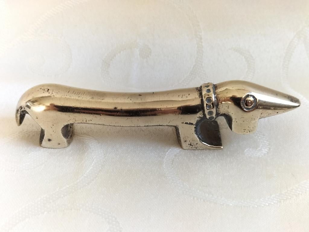 Walter Bosse Teckel flesopener messing vintage 11 cm lang, Ophalen of Verzenden