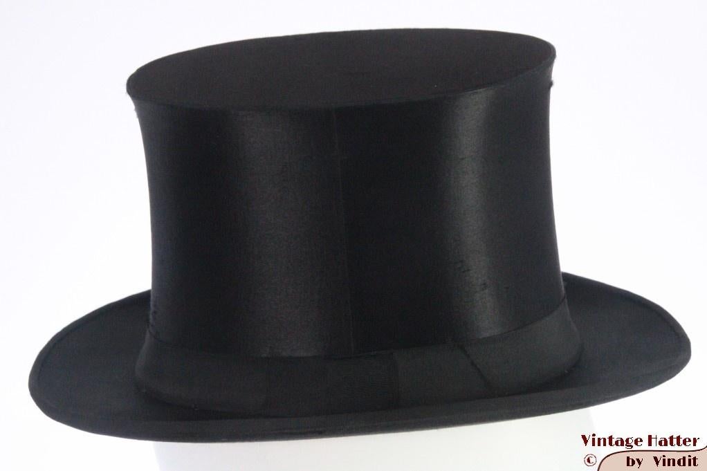 Vouwbare hoge hoed Patent zwart zijde 54 = XS Chapeau Claque, Zwart, Ophalen of Verzenden, Accessoires, Gedragen
