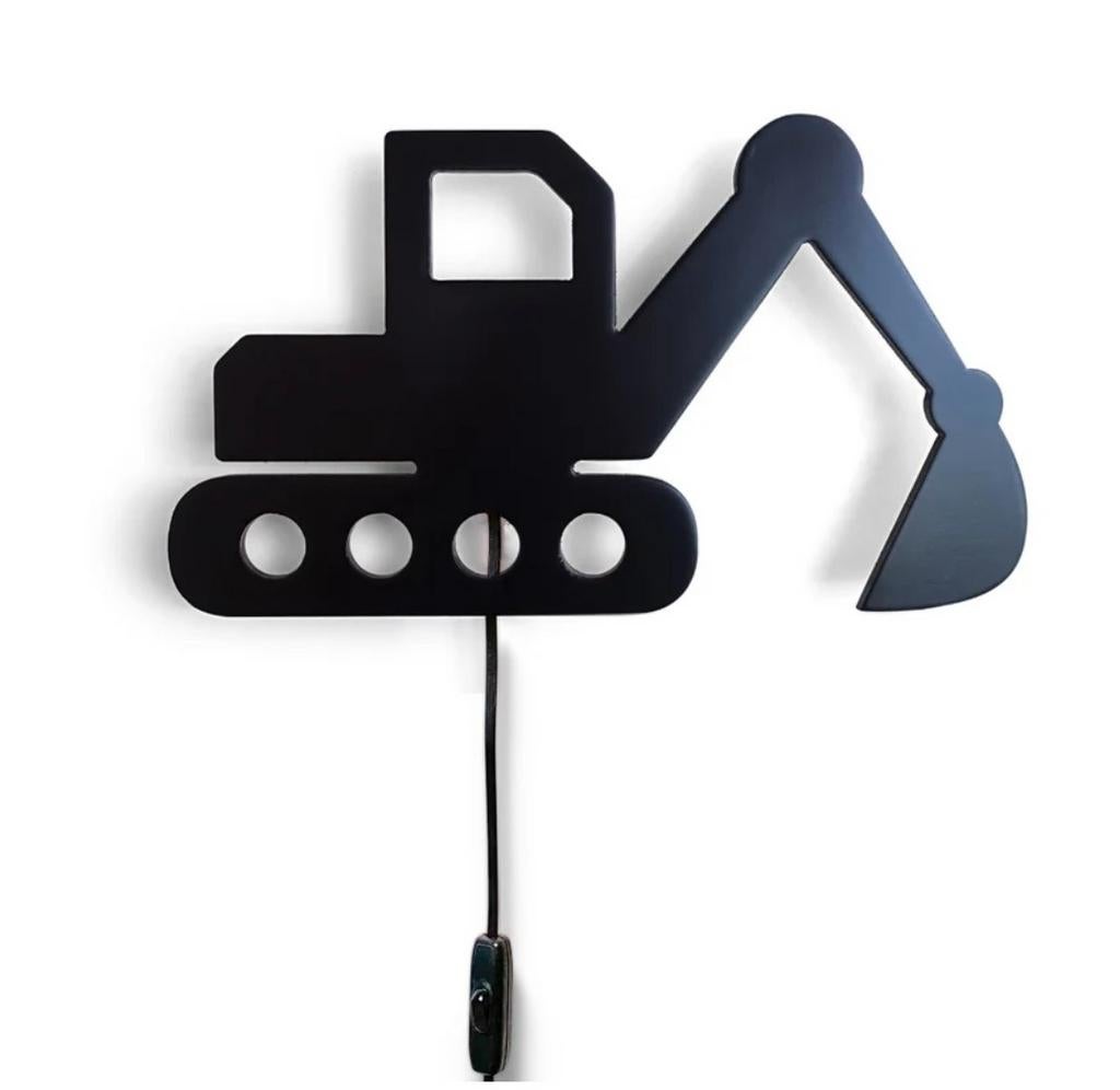 Houten wandlamp graafmachine zwart, Ophalen, Zo goed als nieuw