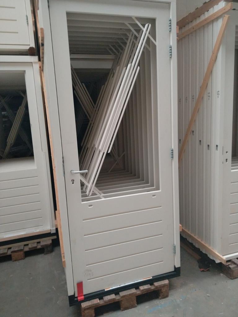 Hardhout kozijn met achterdeur, Doe-het-zelf en Verbouw, Deuren en Horren, Nieuw, Buitendeur, 215 cm of meer, 100 tot 120 cm, Hout