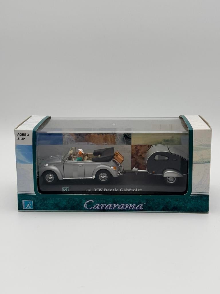 Cararama Volkswagen Beetle Cabriolet + caravan 1:43 - Nieuw, Ophalen of Verzenden, Nieuw, Auto, Overige merken