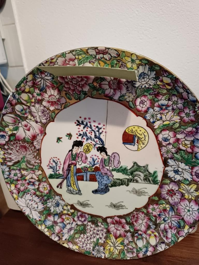 Schitterend Groot Chinees bord, Ophalen of Verzenden