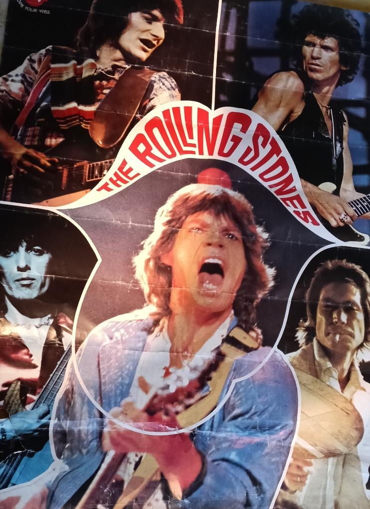 Originele aankondiginsposter Rolling Stones tour 1982., Ophalen of Verzenden, Gebruikt, Poster, Artwork of Schilderij