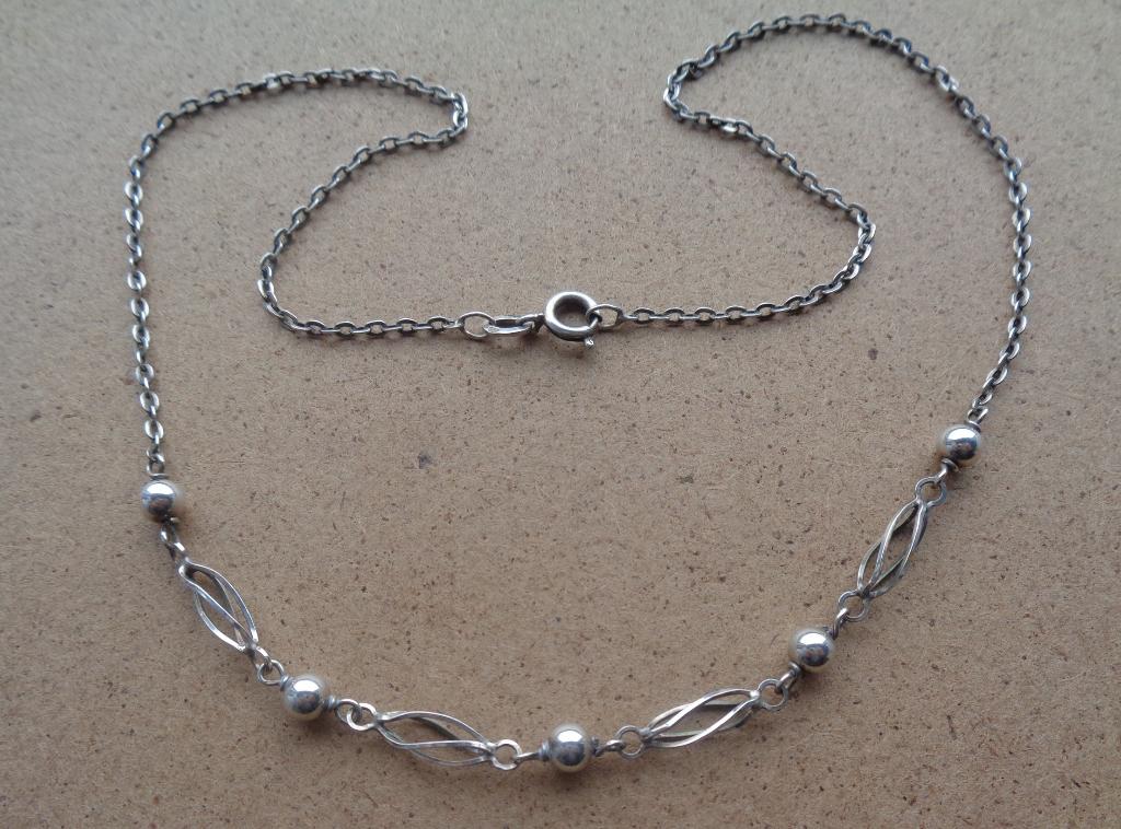 zilveren ketting met open schakels en bolletjes [400], Sieraden, Tassen en Uiterlijk, Kettingen, Verzenden, Zo goed als nieuw