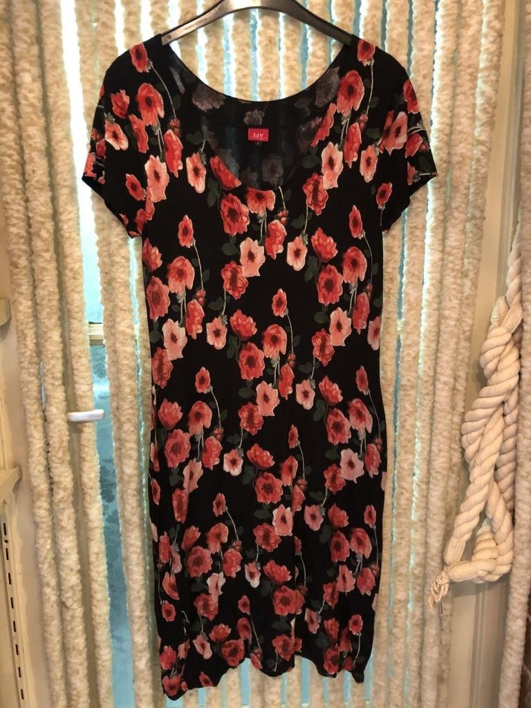 V) AA10 LIV nieuwe prachtige jurk met rode klaprozen maat L, Maat 38/40 (M), Verzenden, Zo goed als nieuw, Knielengte