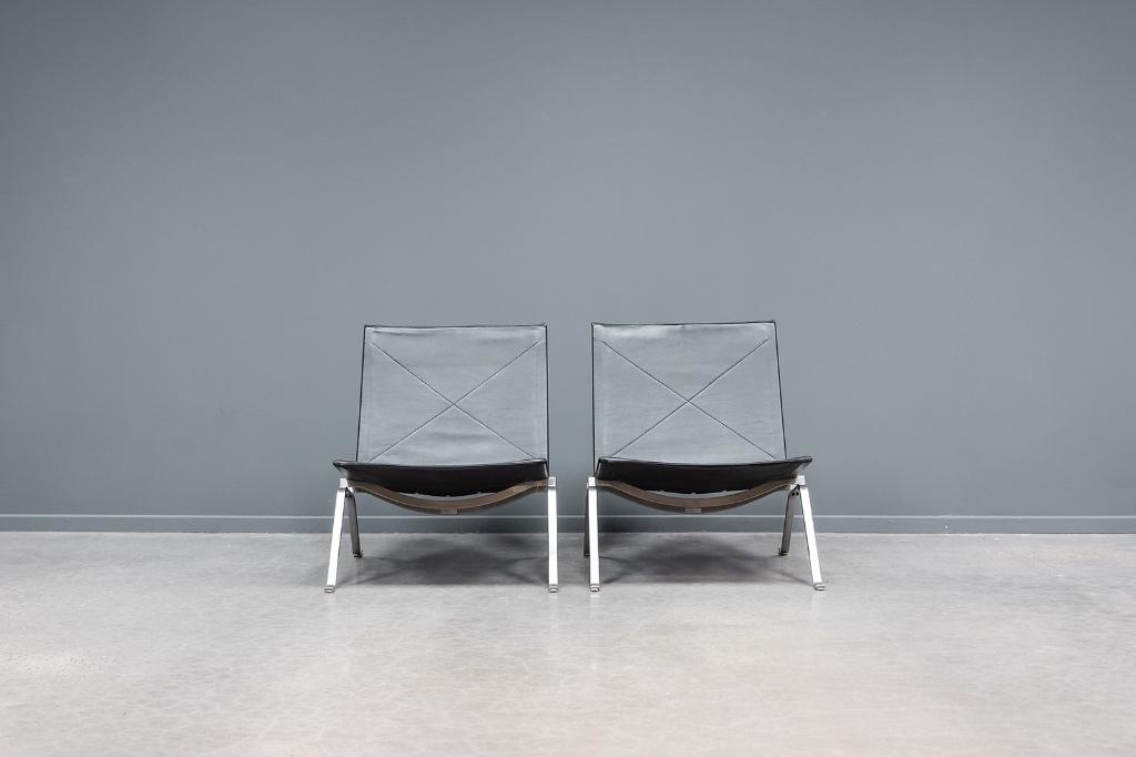 PK22 Kjaerholm easy chairs, 2x, Ophalen of Verzenden, Gebruikt, 75 tot 100 cm, 50 tot 75 cm