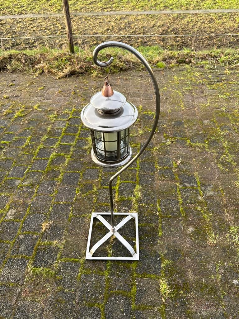 RVS Lantaarn met Standaard, Tuin en Terras, Ophalen, Zo goed als nieuw