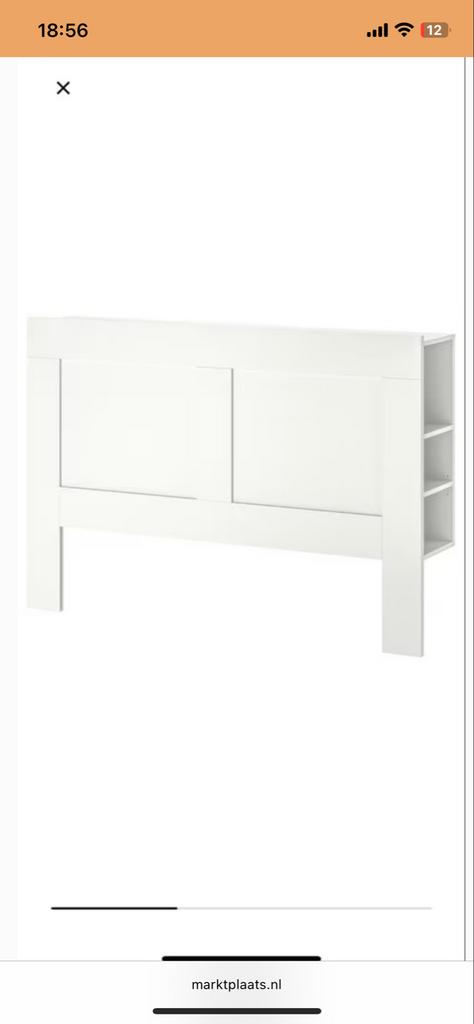 IKEA Achterwand Bed 2 Meter - Wit, Wit, Tweepersoons, Ophalen of Verzenden, Zo goed als nieuw