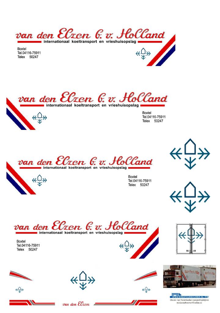 Vrachtauto decal 1:50 van den Elzen Boxtel ( combi ), Verzenden, Nieuw, Bus of Vrachtwagen, Overige merken