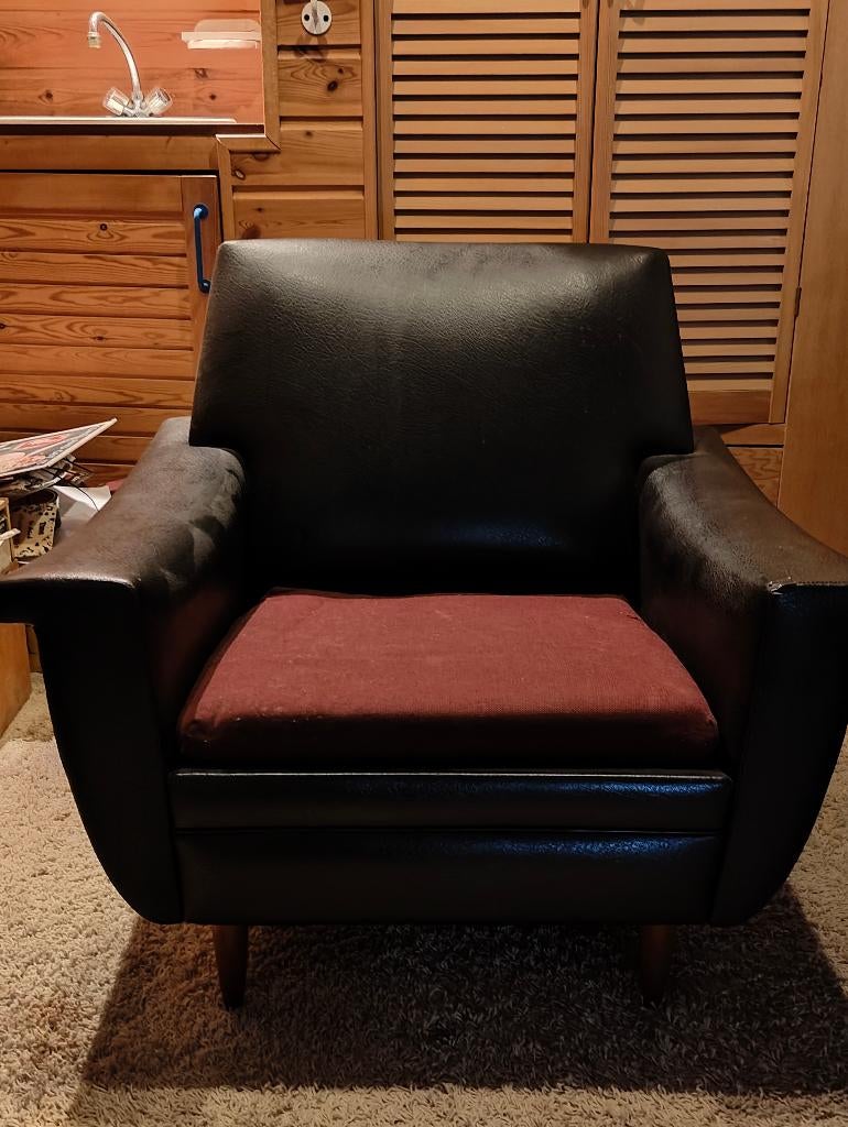 fauteuils 2 vintage jaren 60 skai, Ophalen, Overige materialen, Gebruikt, Minder dan 75 cm