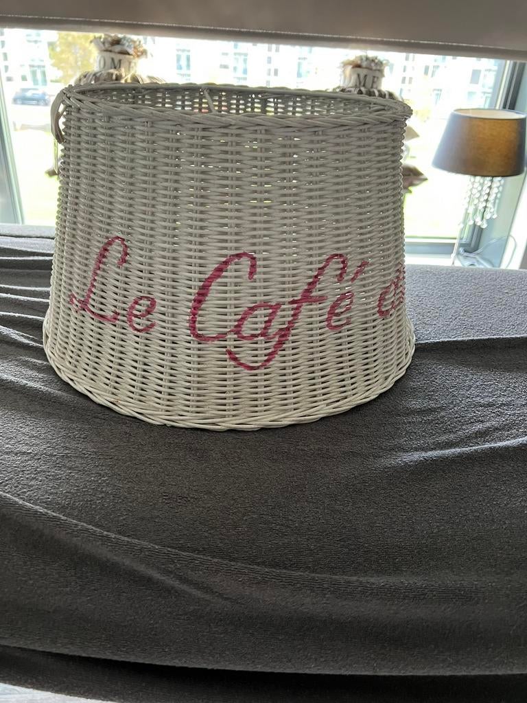 Riviera Maison witte, rieten lampenkap, Wit, Rond, Ophalen of Verzenden, Zo goed als nieuw