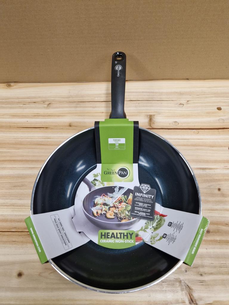 Green pan essence wok 28cm, Ophalen, Aluminium, Zo goed als nieuw, Keramische plaat