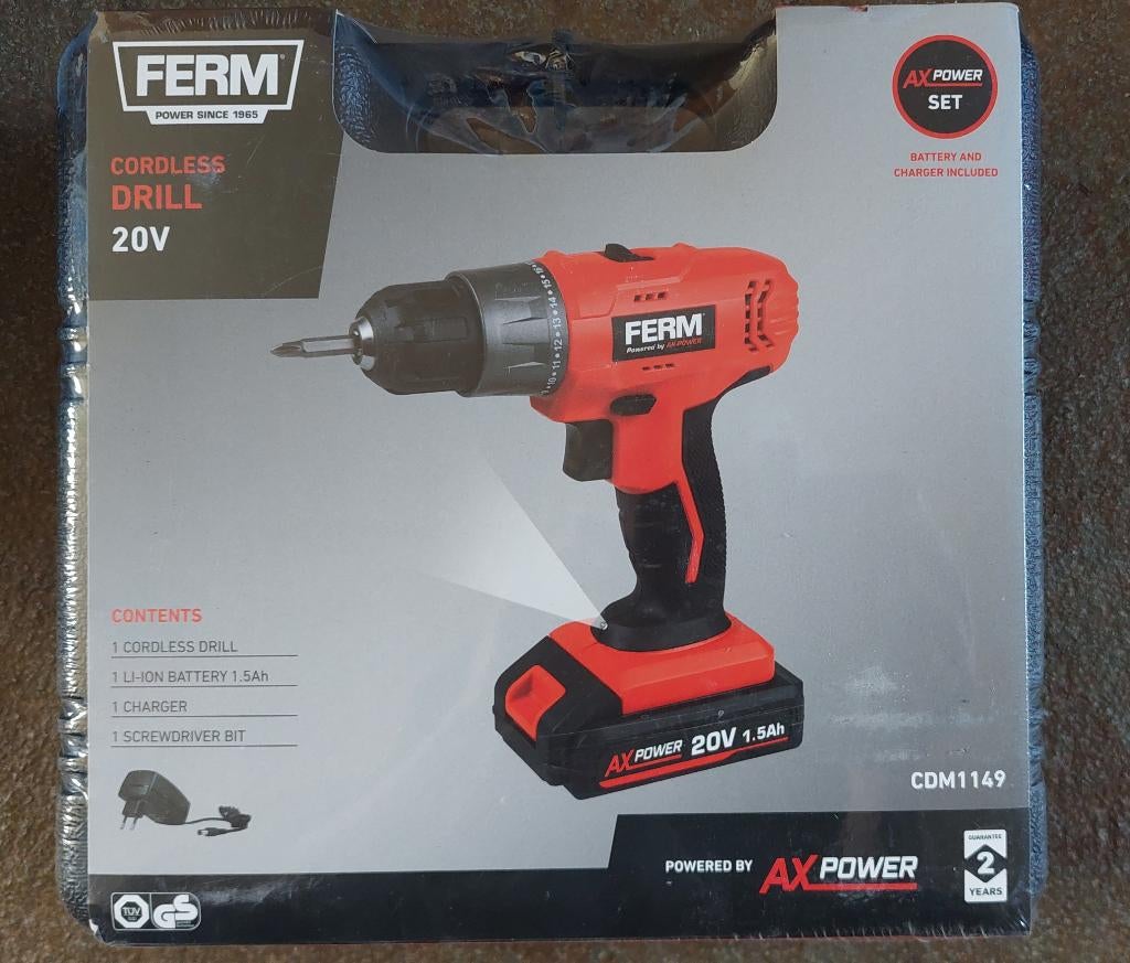 Accuboormachine Ferm 20 Volt 1.5 ah, Ophalen of Verzenden, Nieuw, Minder dan 400 watt, Boor- en Schroefmachine