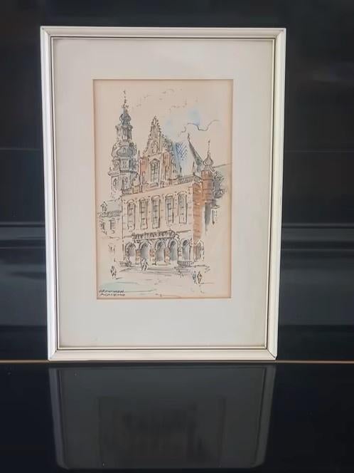 litho /prent Groningen academie gebouw., Antiek en Kunst, Ophalen
