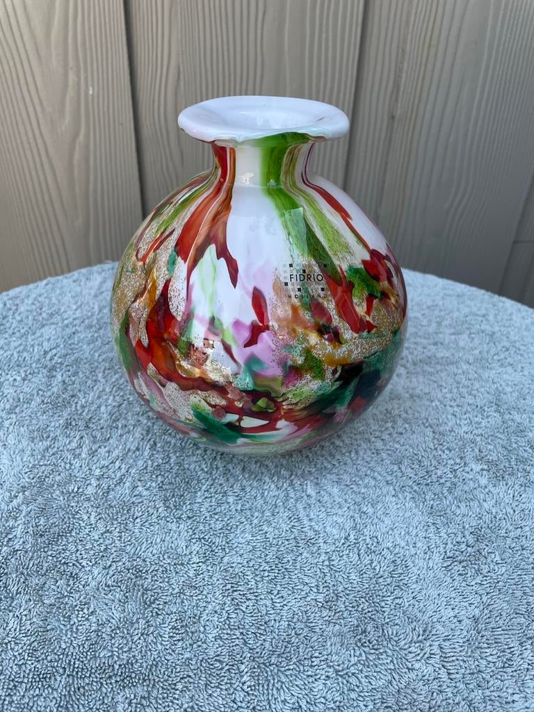 Fidrio Vaas - Kleurrijk Glas, Ophalen of Verzenden, Overige kleuren, Aardewerk of Porselein