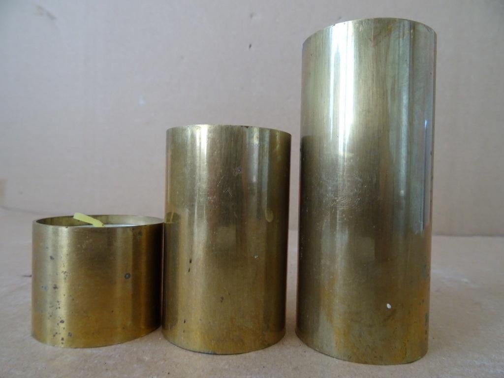 Curiosa koperen waxinehouders theelichten van granaathulzen, Ophalen of Verzenden