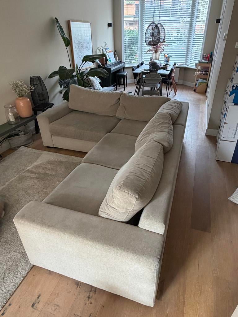 Hoekbank Goossens Lucca beige - (2021), Ophalen, Gebruikt, Hoekbank, 300 cm of meer