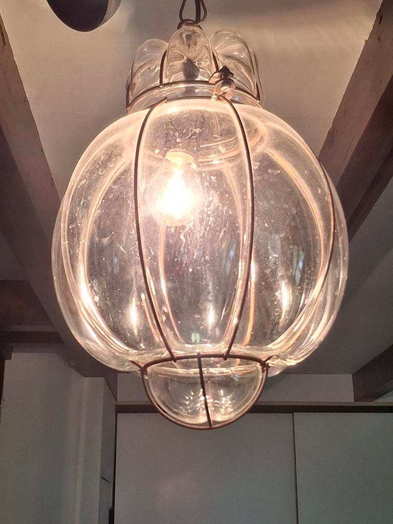 Sfeervolle Venetiaanse Hanglamp van Geblazen Glas en Metaal, Huis en Inrichting, Lampen | Hanglampen, Gebruikt, Minder dan 50 cm