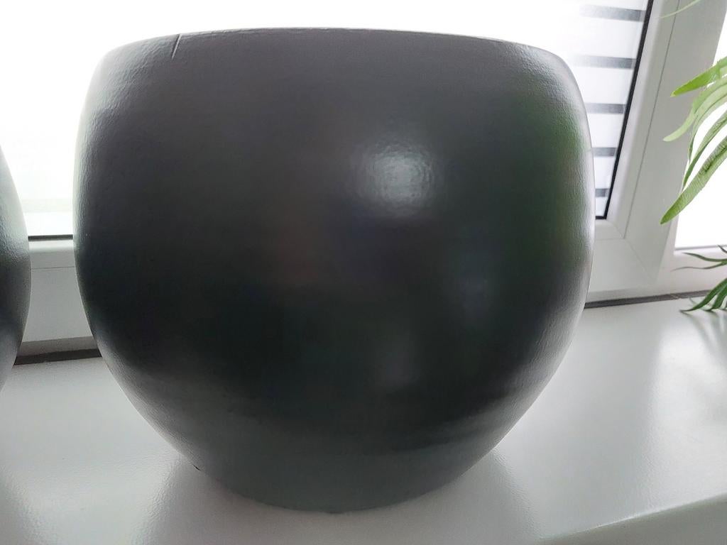 Zwarte stenen bloempotten, Tuin en Terras, Bloempotten, Ophalen, Steen, Rond, Zo goed als nieuw