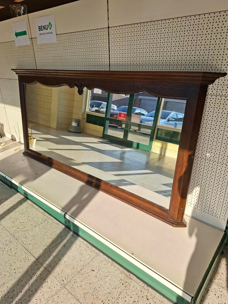 Grote spiegel met sierlijke houten lijst - 230x10x100 cm, Ophalen of Verzenden, Rechthoekig, 200 cm of meer, 100 tot 150 cm